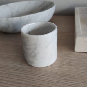 Container, cup for pens made of Bianco Carrara marble