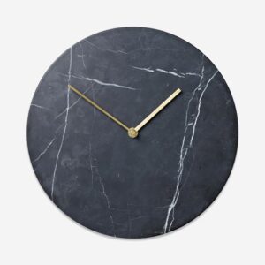 Wall clock made of Nero Marquina marble, 30 cm