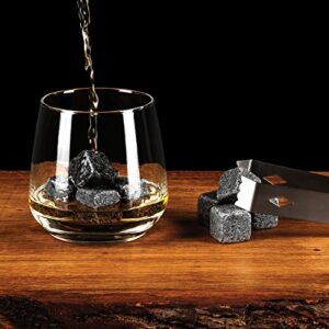 Cubitos de bebida de piedra 12 uds. Embalaje de madera oscura y elegante.