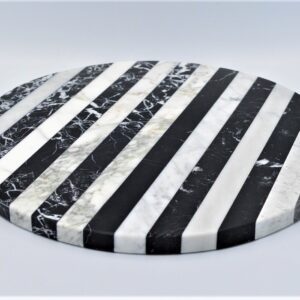 Bandeja de servir, plato decorativo mármol blanco y negro 32 cm