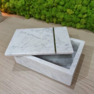 Szkatułka, pudełko, taca z marmuru Bianco Carrara 18x11cm