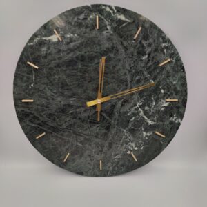 Zegar ścienny z marmuru Werde Gwatemala 40cm indeks mosiężny kreskowy