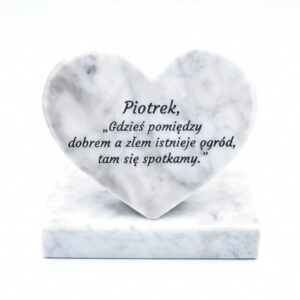 Serce z marmuru Bianco Carrara z dowolnym grawerem 16 cm