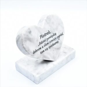 Serce z marmuru Bianco Carrara z dowolnym grawerem 16 cm