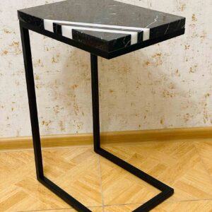 Stolik pomocniczy czarno biały Marquina i Carrara 40 x 30cm