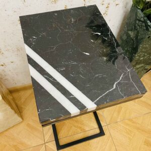 Stolik pomocniczy czarno biały Marquina i Carrara 40 x 30cm