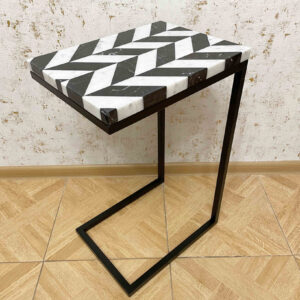 Stolik pomocniczy czarno biały Carrara i Marquina 40 x 30cm jodełka