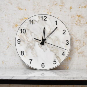 Zegar ścienny z marmuru Bianco Carrara 25cm indeks arabski