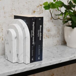 Podpórka do książek z marmuru Bianco Carrara 15 x 18cm