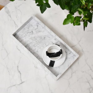 Taca z marmuru Bianco Carrara 30cm x 15cm x 4cm szara