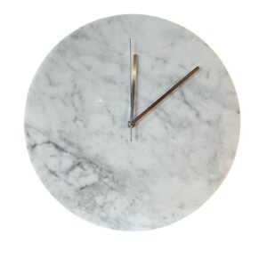 Zegar ścienny z marmuru Bianco Carrara 40cm bez indeksu