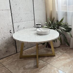 Stolik z marmurowym blatem Bianco Carrara 80cm