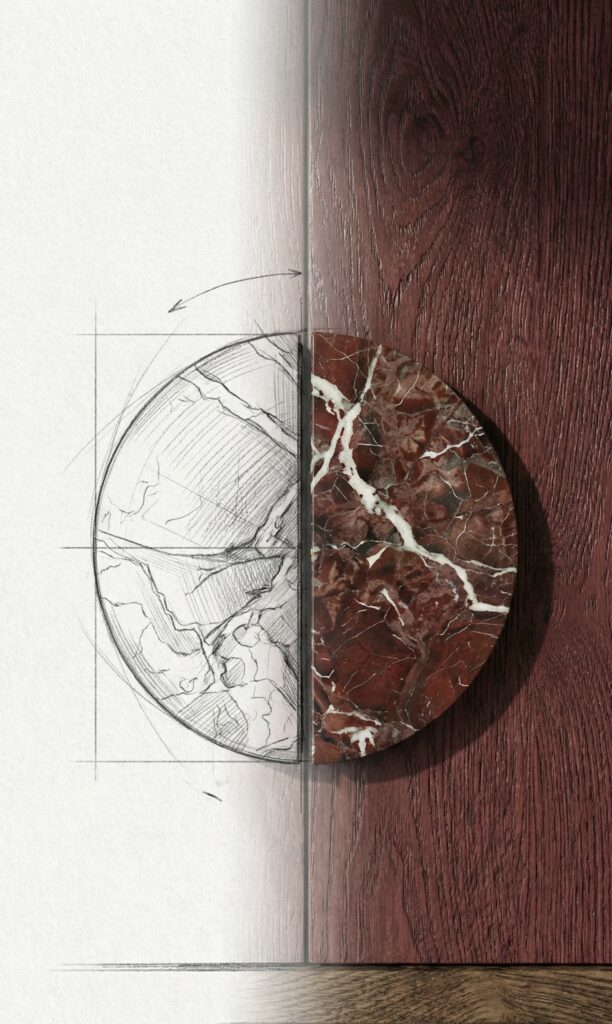 projekt uchwytu meblowego z marmuru rosso levanto